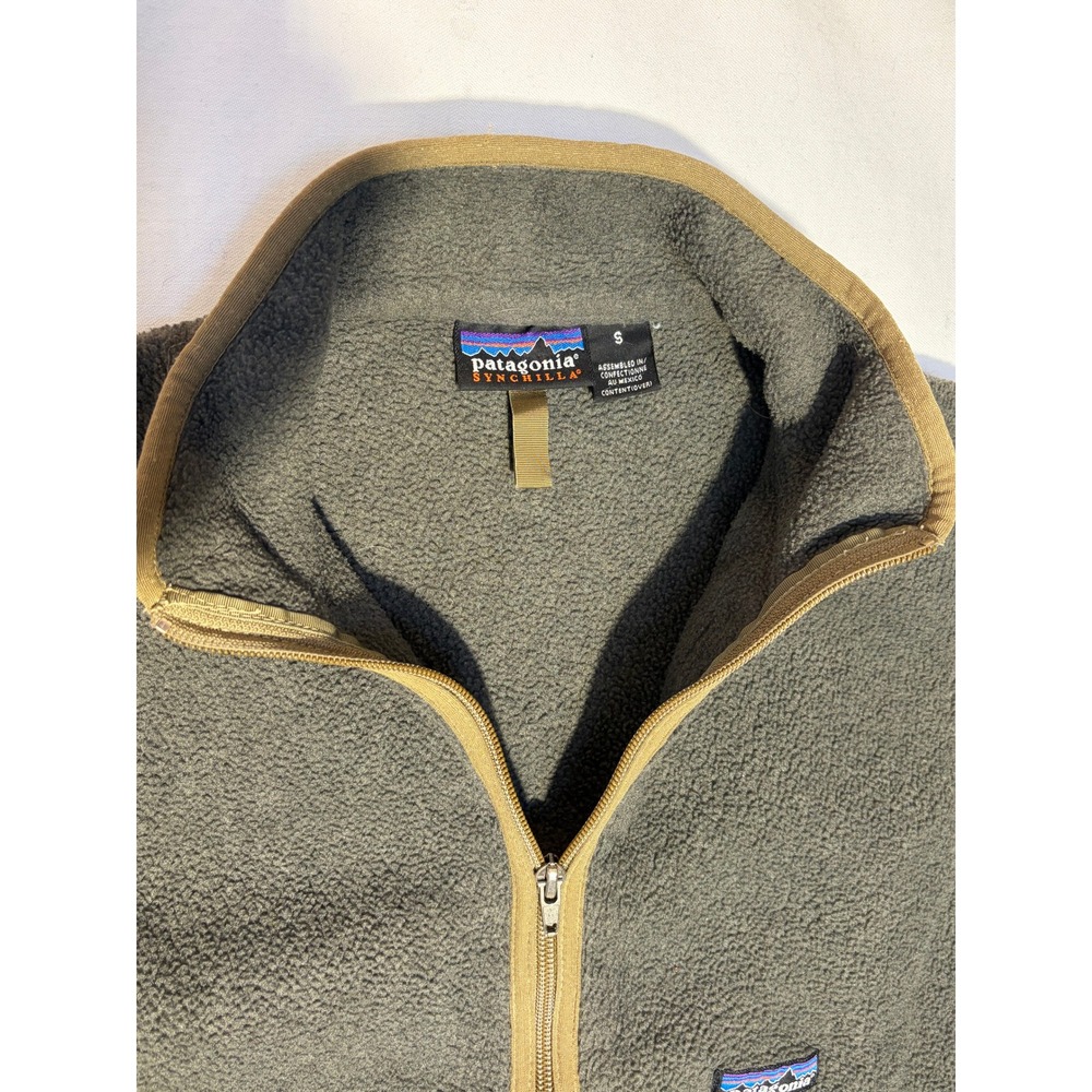 Patagonia Synchilla Fleece Quarter Zip Pullover Olive Green Grey Women Small